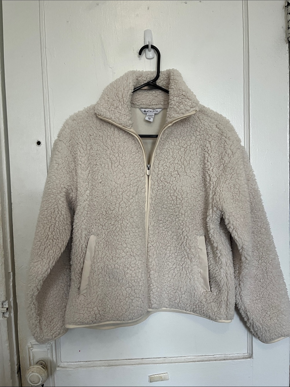Athleta Cream Sherpa Zip Jacket